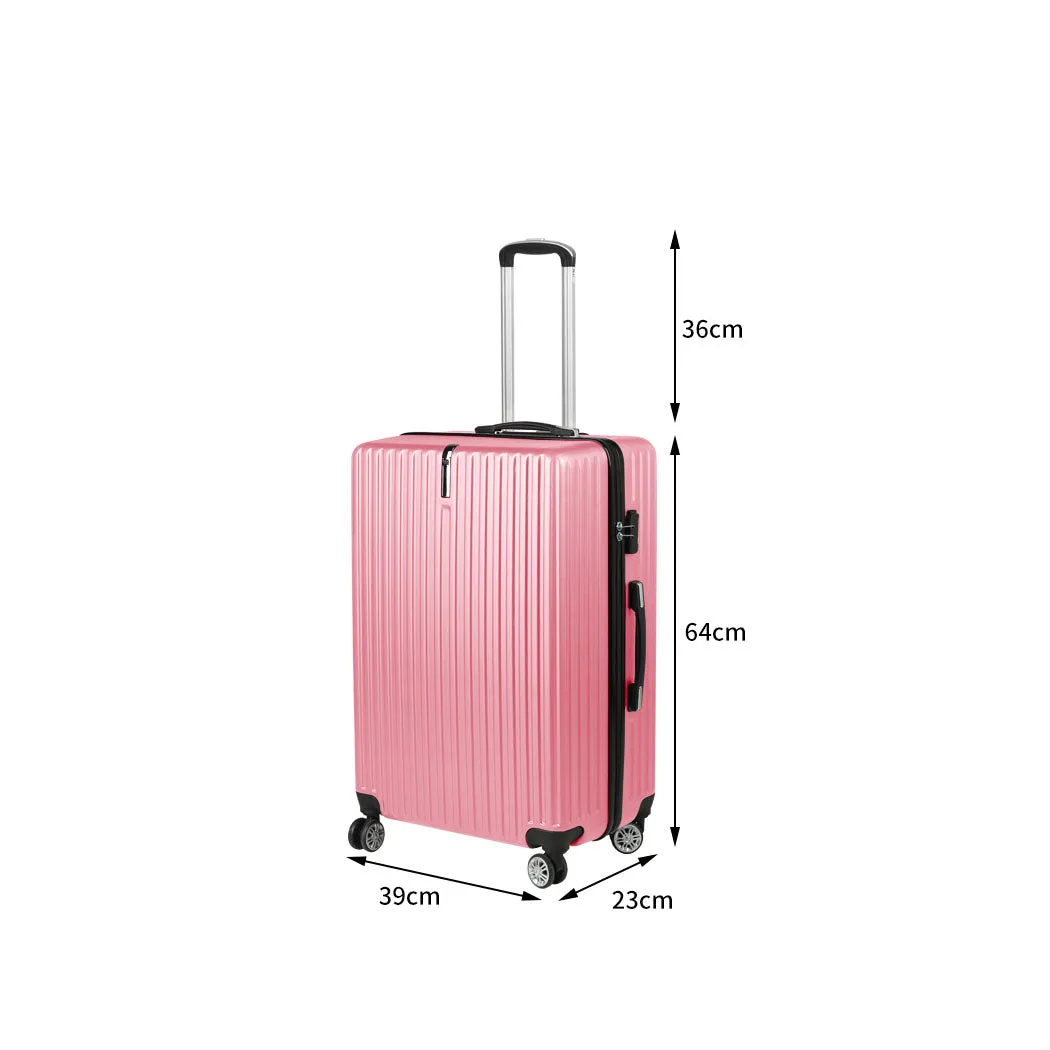 24" Luggage Suitcase Code Lock Hard Shell Travel Carry Bag Trolley - Rose Gold