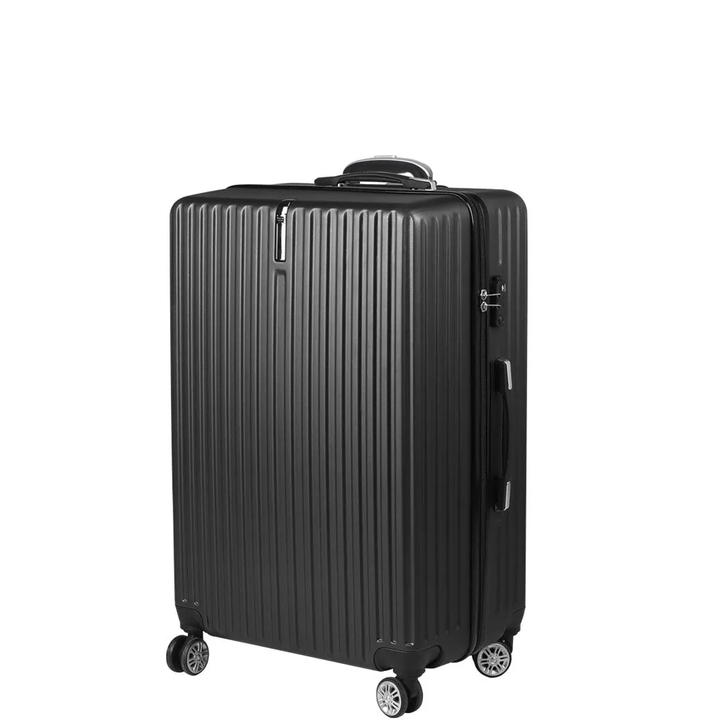 28" Luggage Suitcase Code Lock Hard Shell Travel Carry Bag Trolley - Black