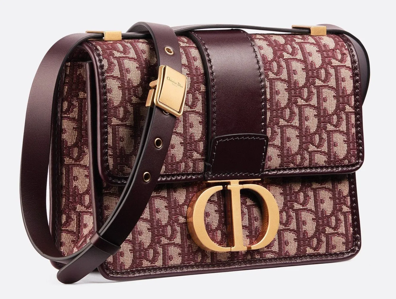 30 Montaigne Flap Bag in Burgundy