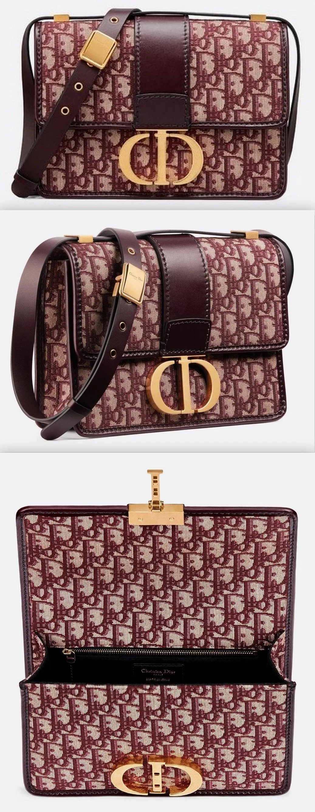 30 Montaigne Flap Bag in Burgundy