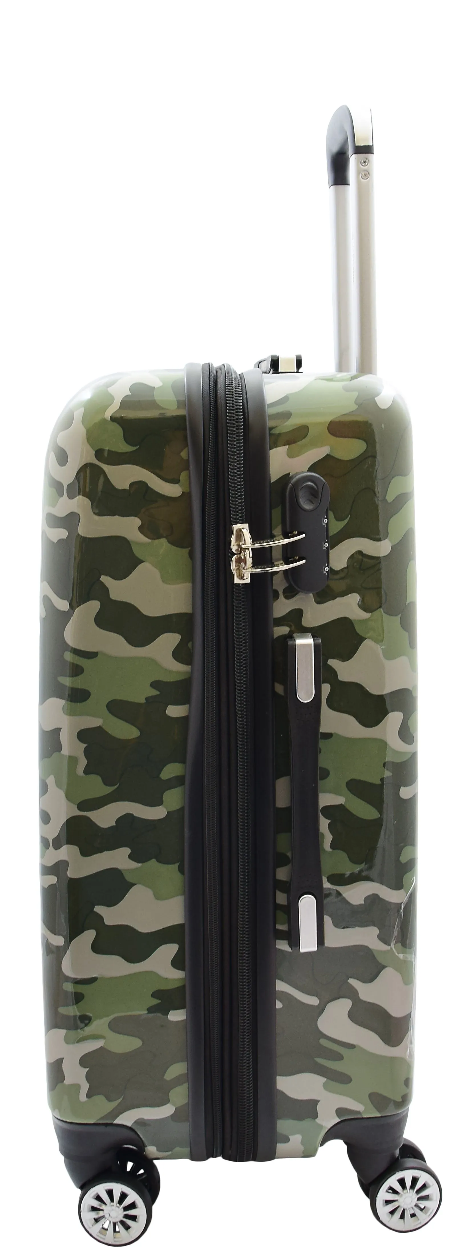 4 Wheel Luggage Camouflage Hard Shell Expandable Suitcase Travel Bags Army Print