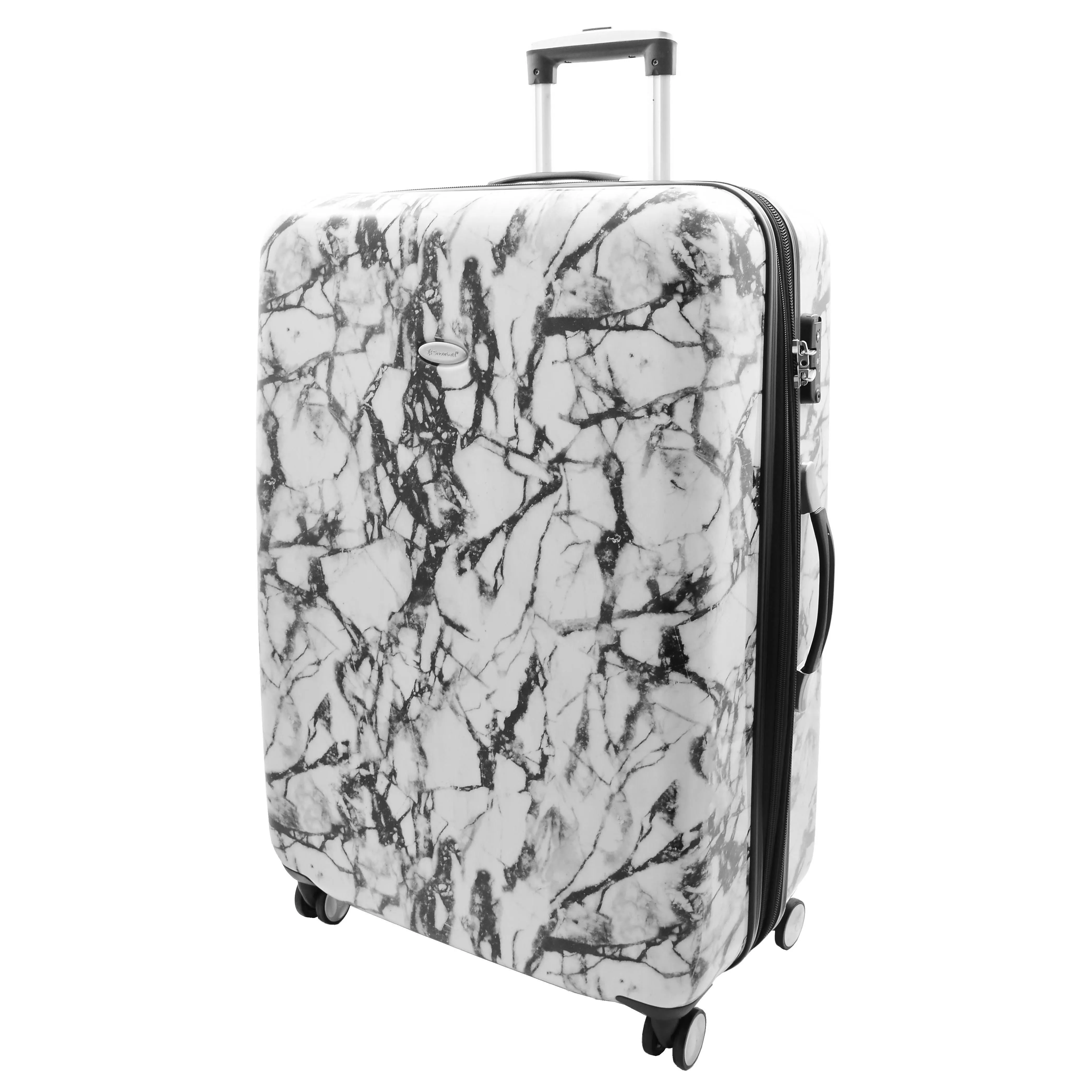 4 Wheel Luggage Hard Shell Expandable Suitcases White Marble