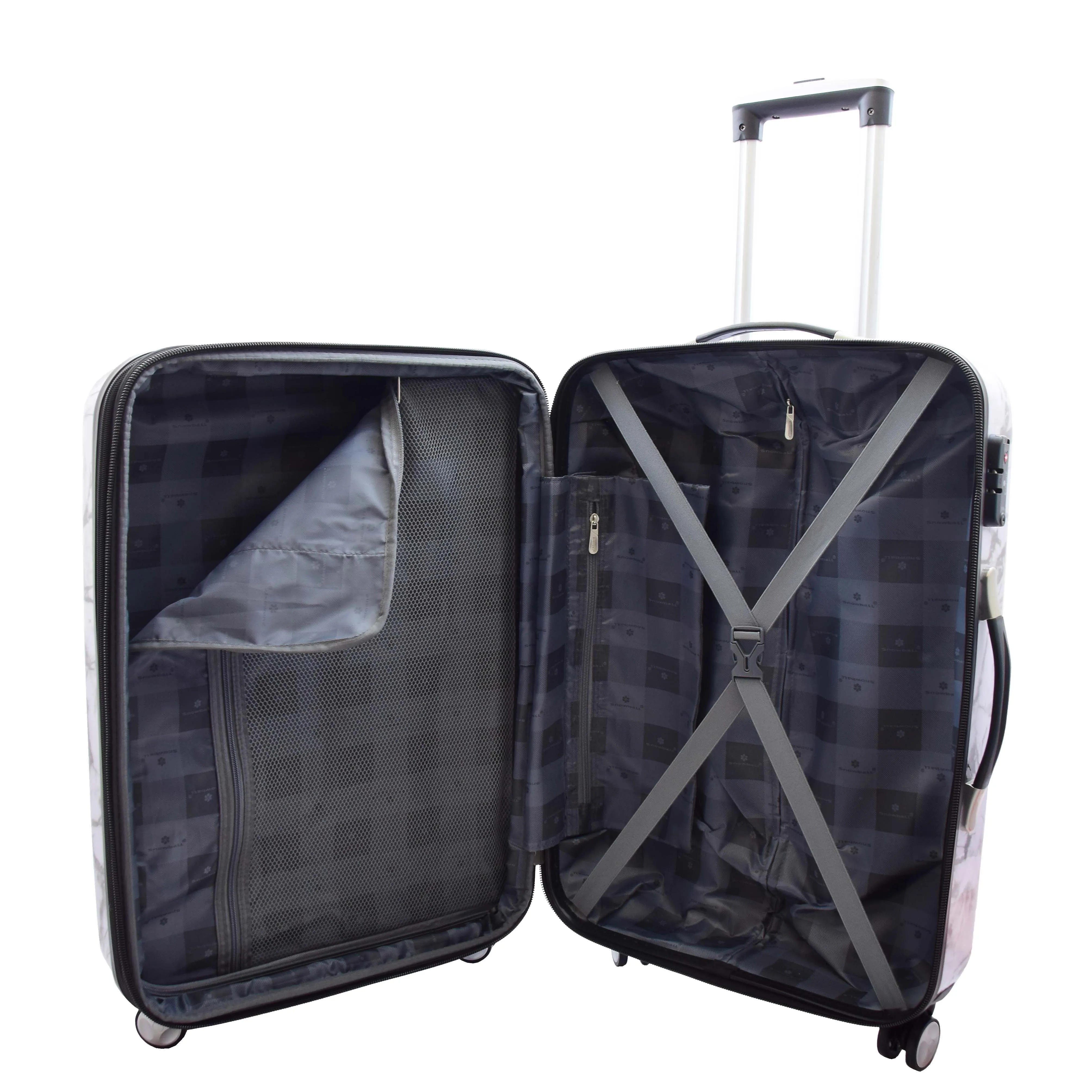 4 Wheel Luggage Hard Shell Expandable Suitcases White Marble