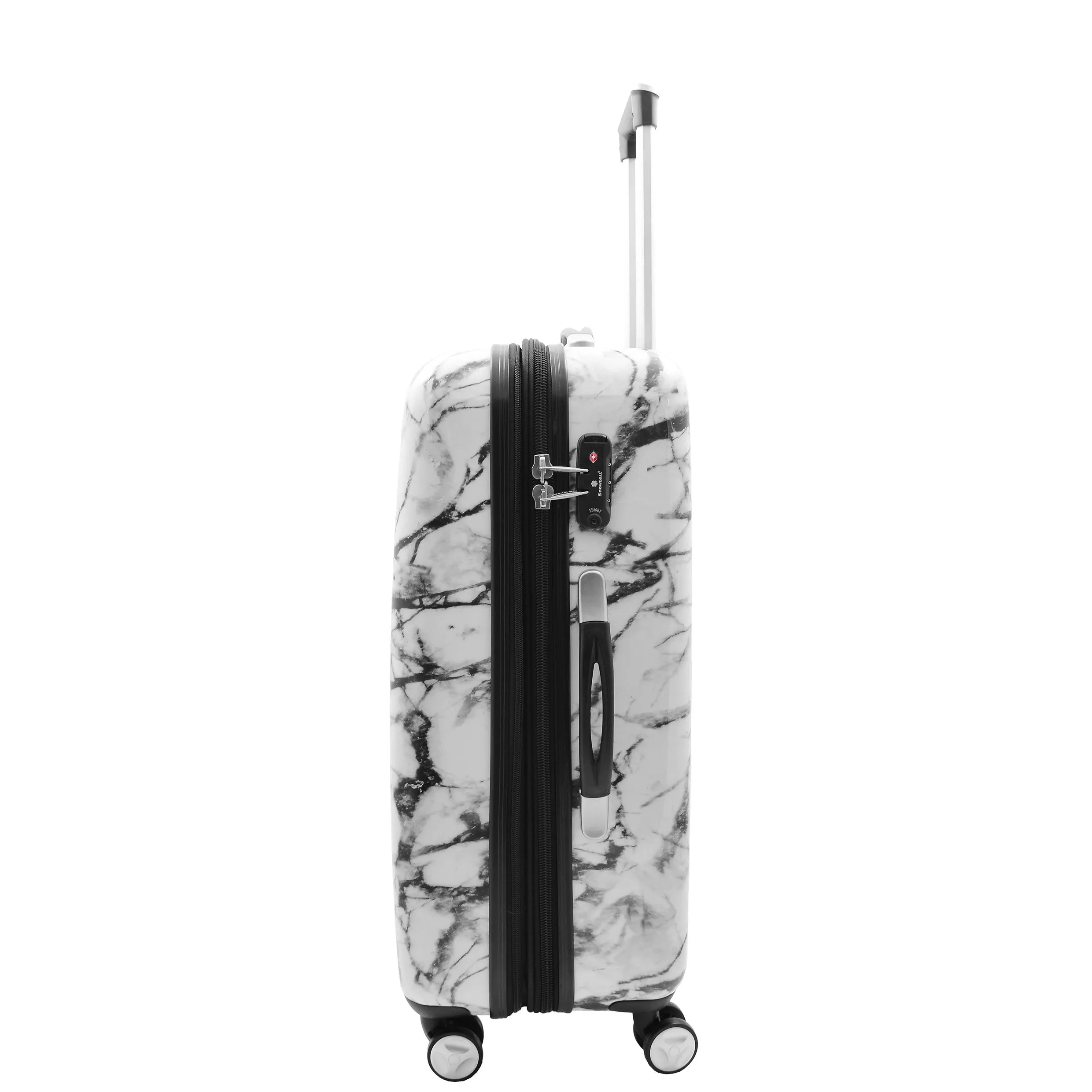 4 Wheel Luggage Hard Shell Expandable Suitcases White Marble