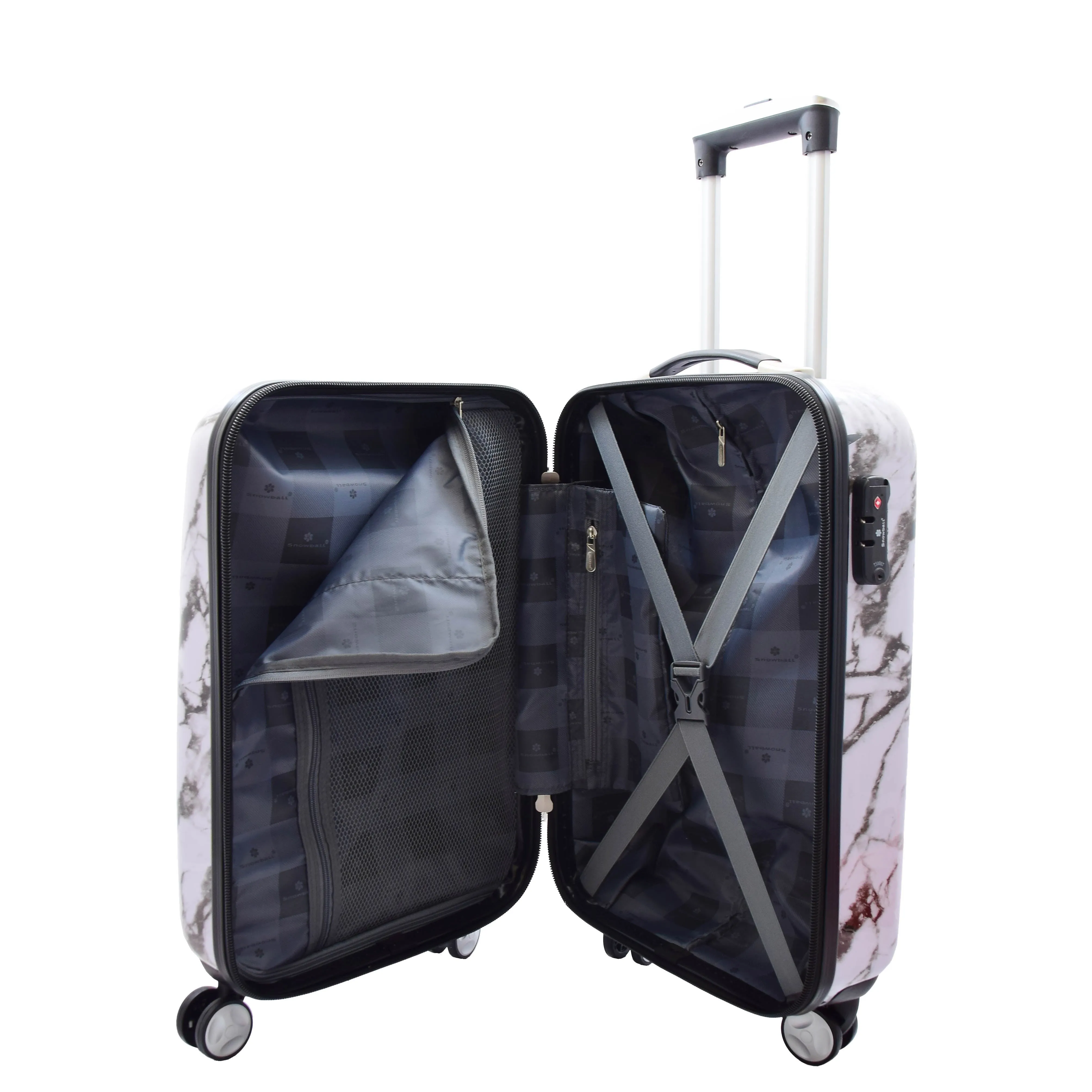 4 Wheel Luggage Hard Shell Expandable Suitcases White Marble