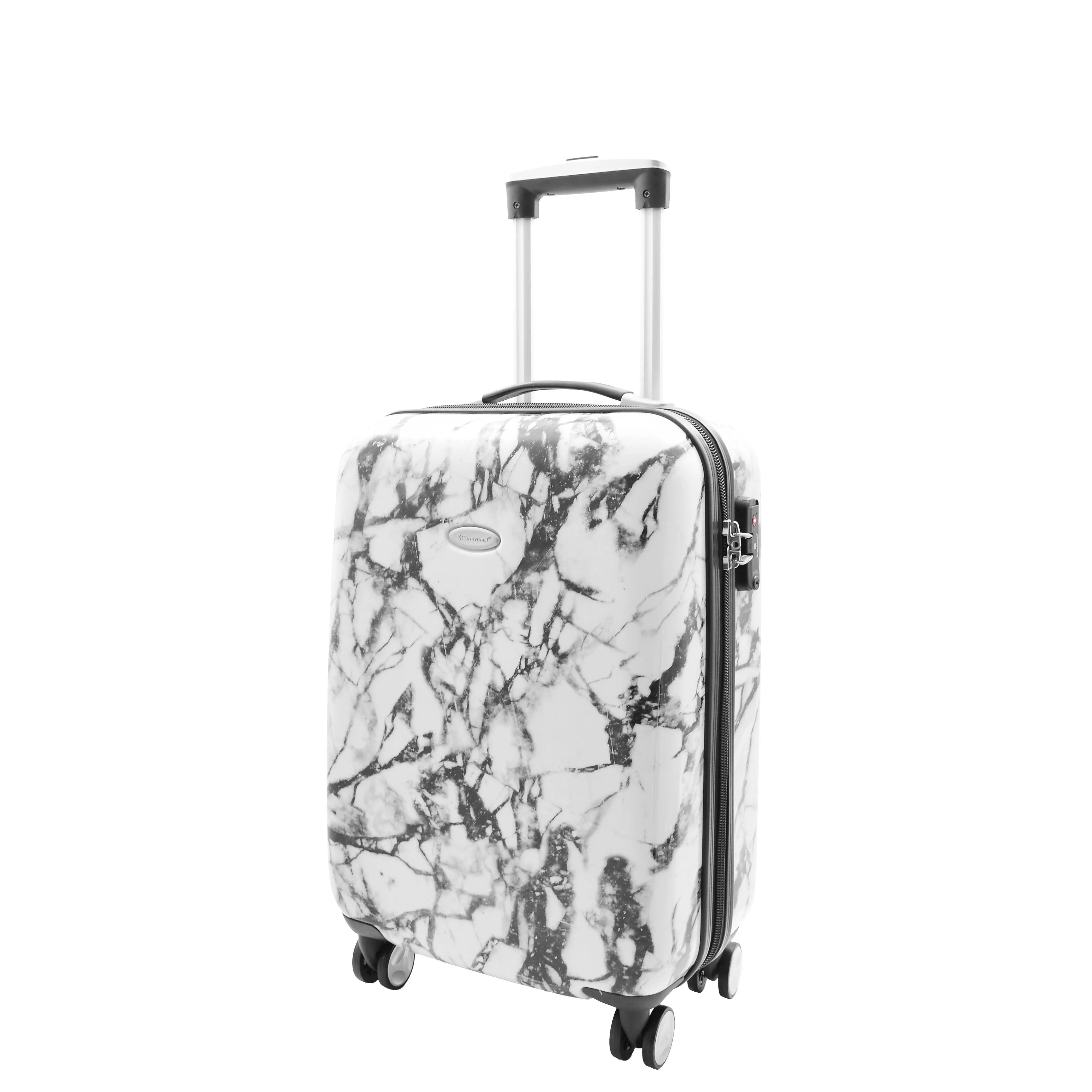 4 Wheel Luggage Hard Shell Expandable Suitcases White Marble