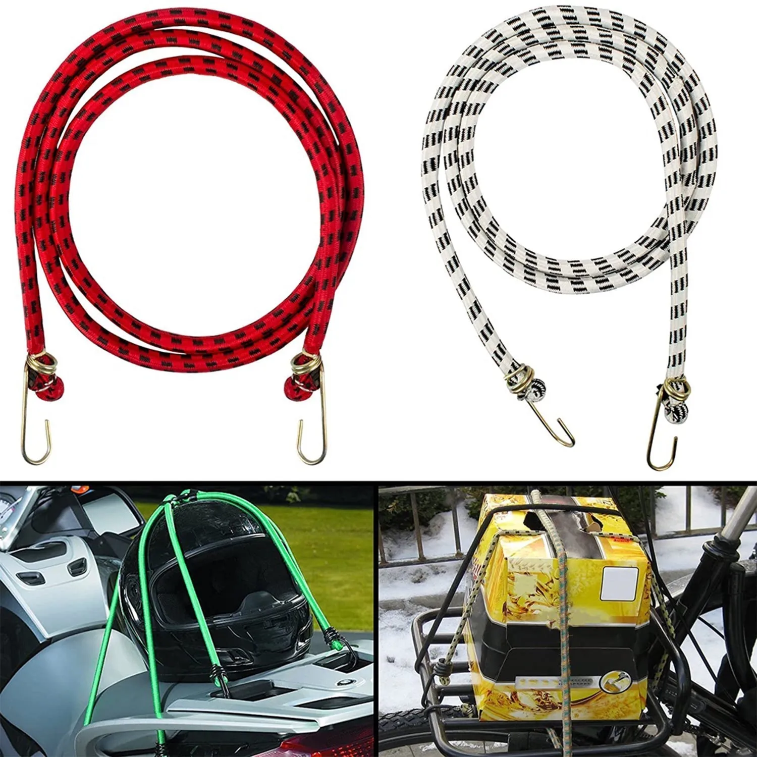 9093 High strength elastic bungee, knee cord cables, luggage tying rope with hooks. (set of 5pc with 1Meter length)