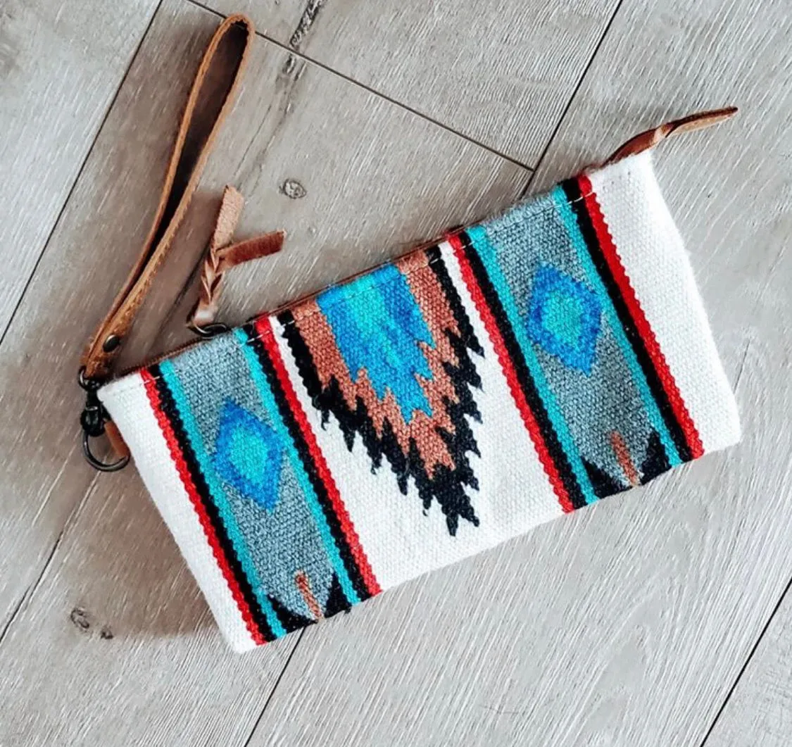 Aztec White Wristlet