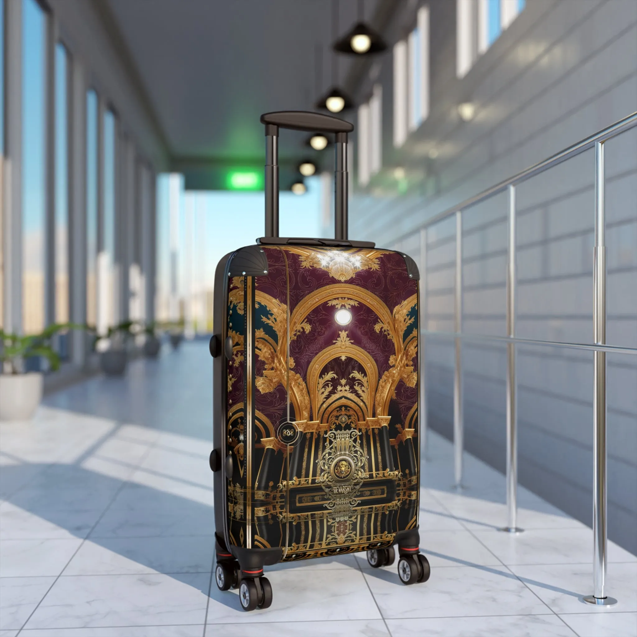 Baroque Burgundy Suitcase Golden Arch Luggage Carry-on Suitcase Hard Shell Suitcase with Wheels | D20218C