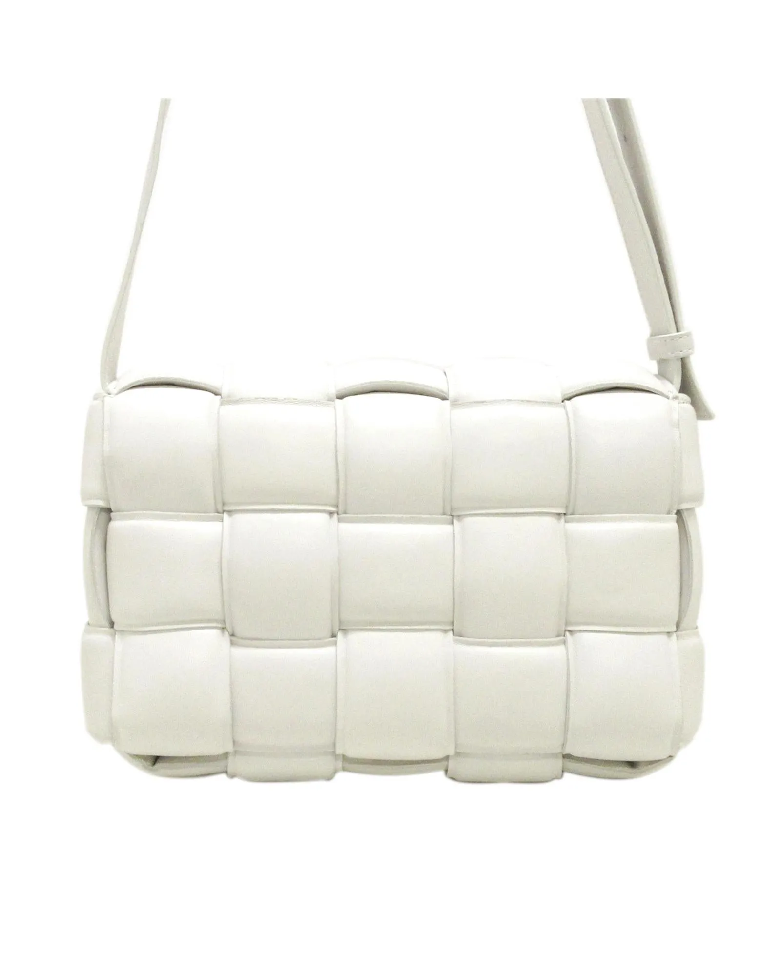 Bottega Veneta The Pouch 19 Crossbody Bag in White Lambskin Leather