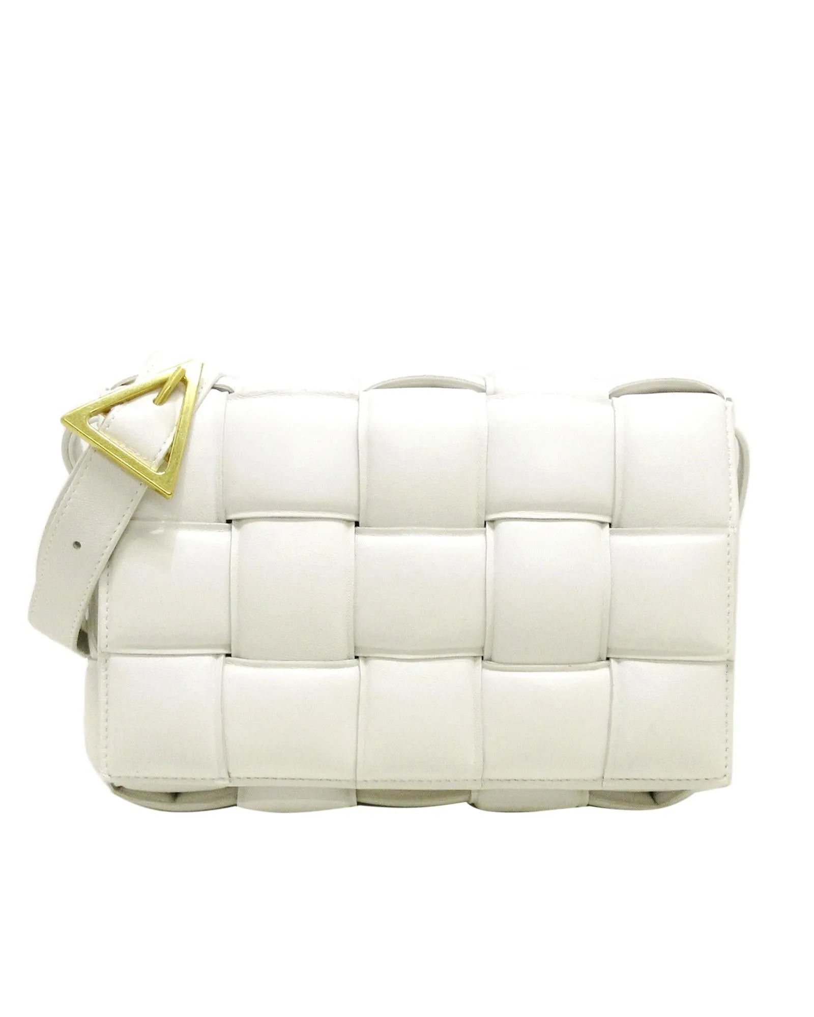 Bottega Veneta The Pouch 19 Crossbody Bag in White Lambskin Leather