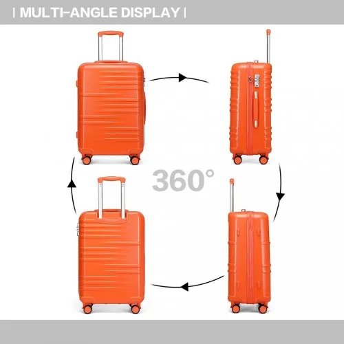 British Traveller 24 Inch Durable Polycarbonate & ABS Hard Shell Suitcase with TSA Lock - Orange