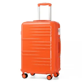 British Traveller 24 Inch Durable Polycarbonate & ABS Hard Shell Suitcase with TSA Lock - Orange