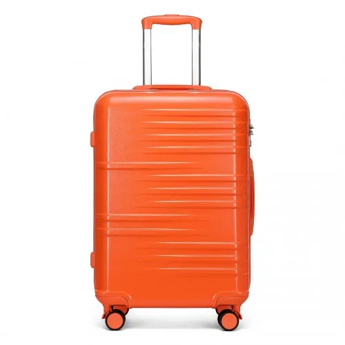 British Traveller 24 Inch Durable Polycarbonate & ABS Hard Shell Suitcase with TSA Lock - Orange