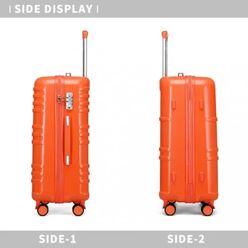 British Traveller 24 Inch Durable Polycarbonate & ABS Hard Shell Suitcase with TSA Lock - Orange