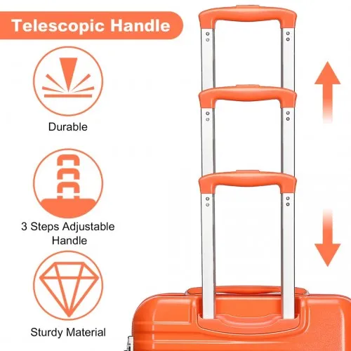 British Traveller 24 Inch Durable Polycarbonate & ABS Hard Shell Suitcase with TSA Lock - Orange