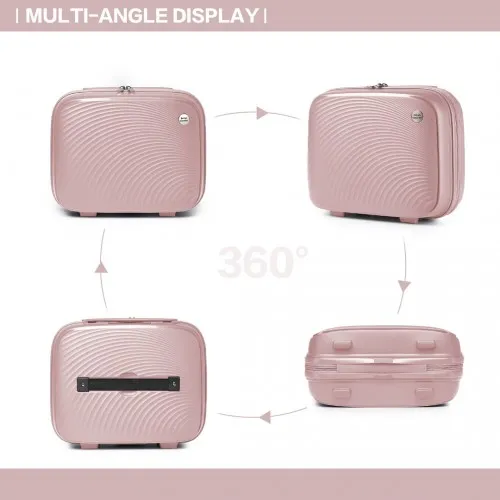 British Traveller 4 Pcs Spinner Hard Shell PP Suitcase with TSA Lock & Vanity Case - Nude