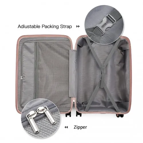 British Traveller 4 Pcs Spinner Hard Shell PP Suitcase with TSA Lock & Vanity Case - Nude