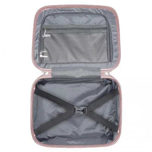 British Traveller 4 Pcs Spinner Hard Shell PP Suitcase with TSA Lock & Vanity Case - Nude