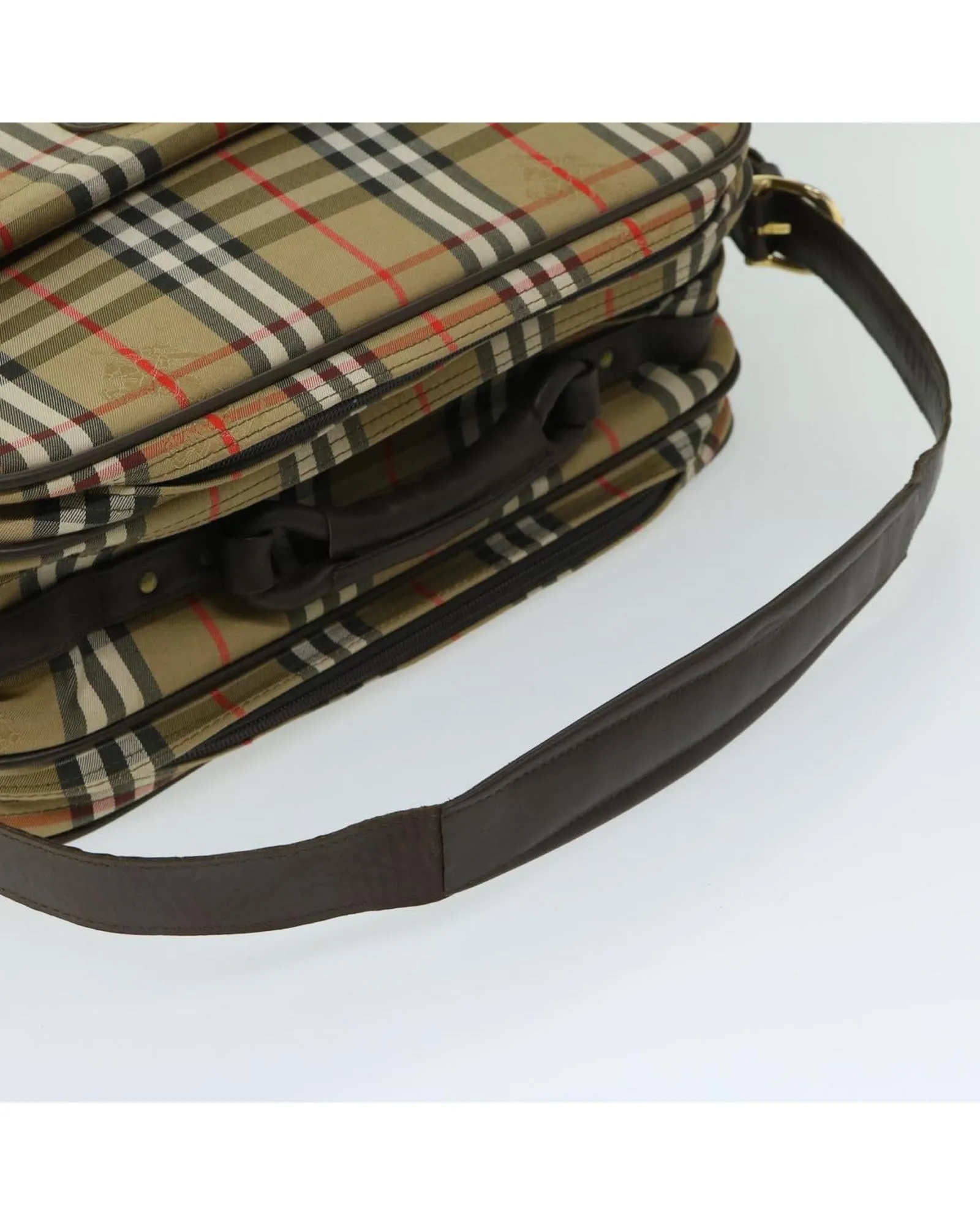 Burberry Nova Check Shoulder Bag Beige Leather Trim