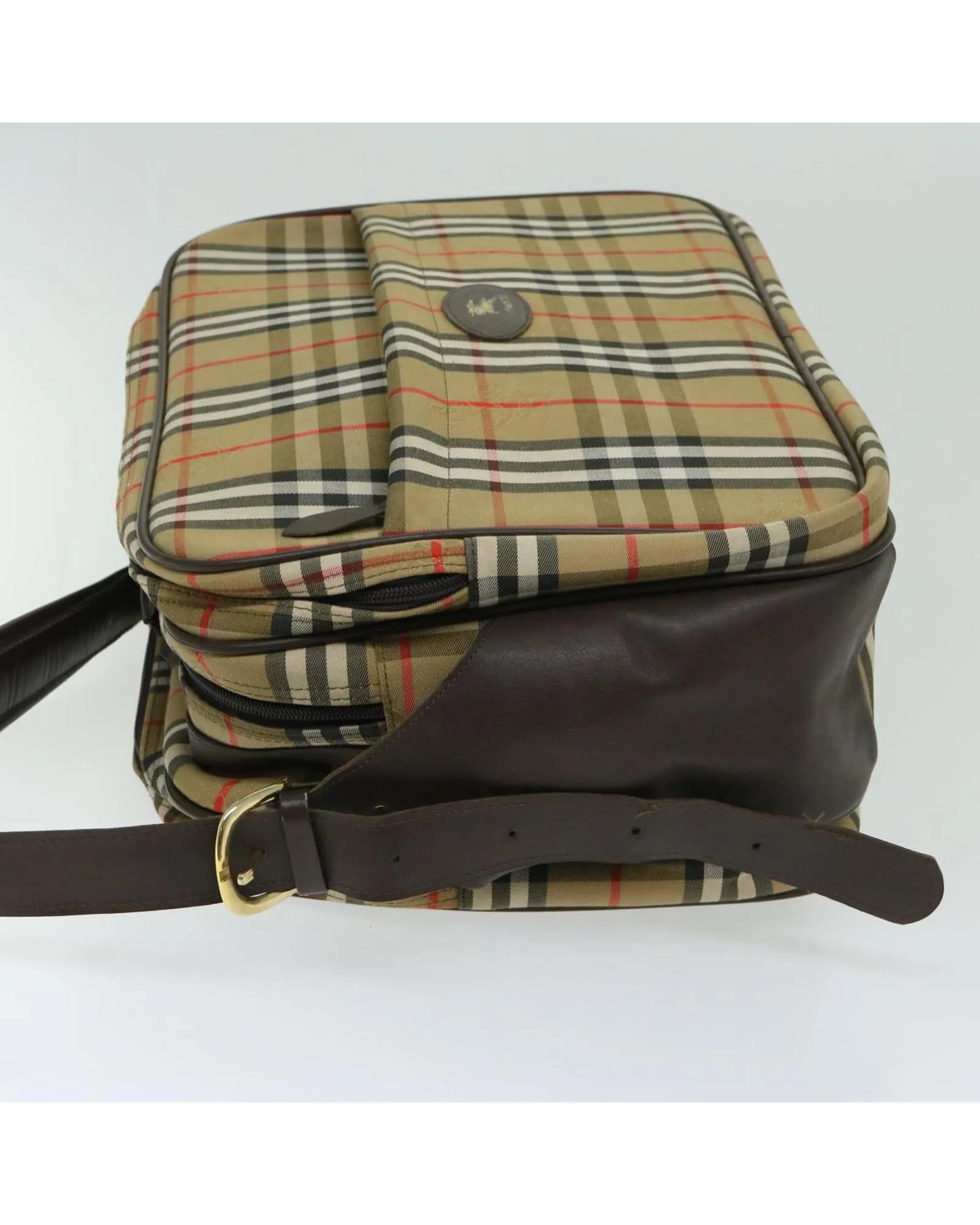 Burberry Nova Check Shoulder Bag Beige Leather Trim