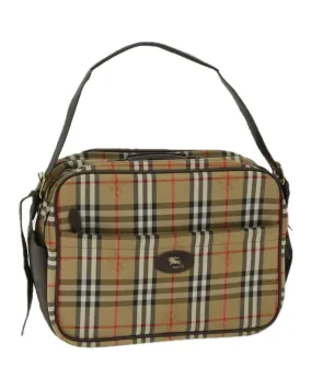 Burberry Nova Check Shoulder Bag Beige Leather Trim