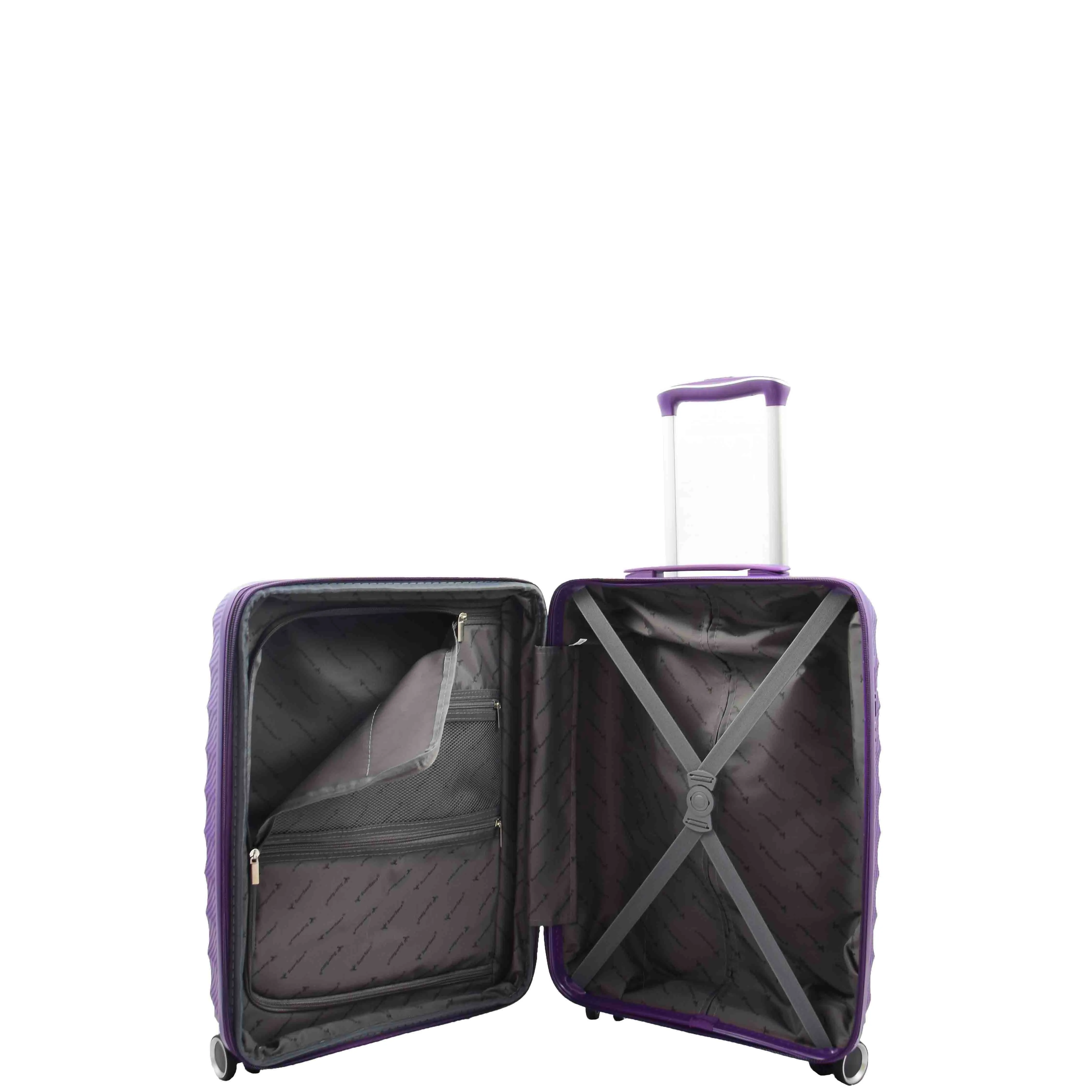 Cabin Size 8 Wheeled Expandable ABS Luggage Pluto Purple