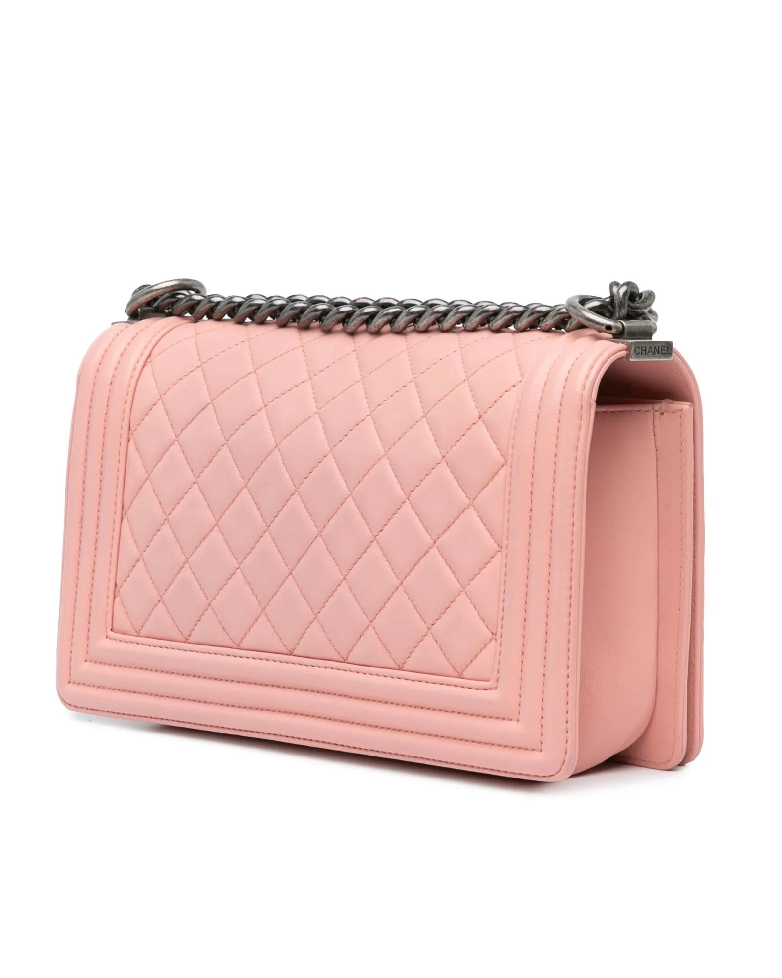 Chanel Classic Double Flap Bag Pink Lambskin Leather Silver Hardware