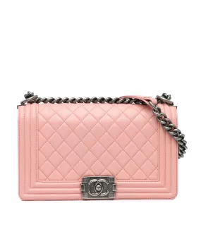 Chanel Classic Double Flap Bag Pink Lambskin Leather Silver Hardware