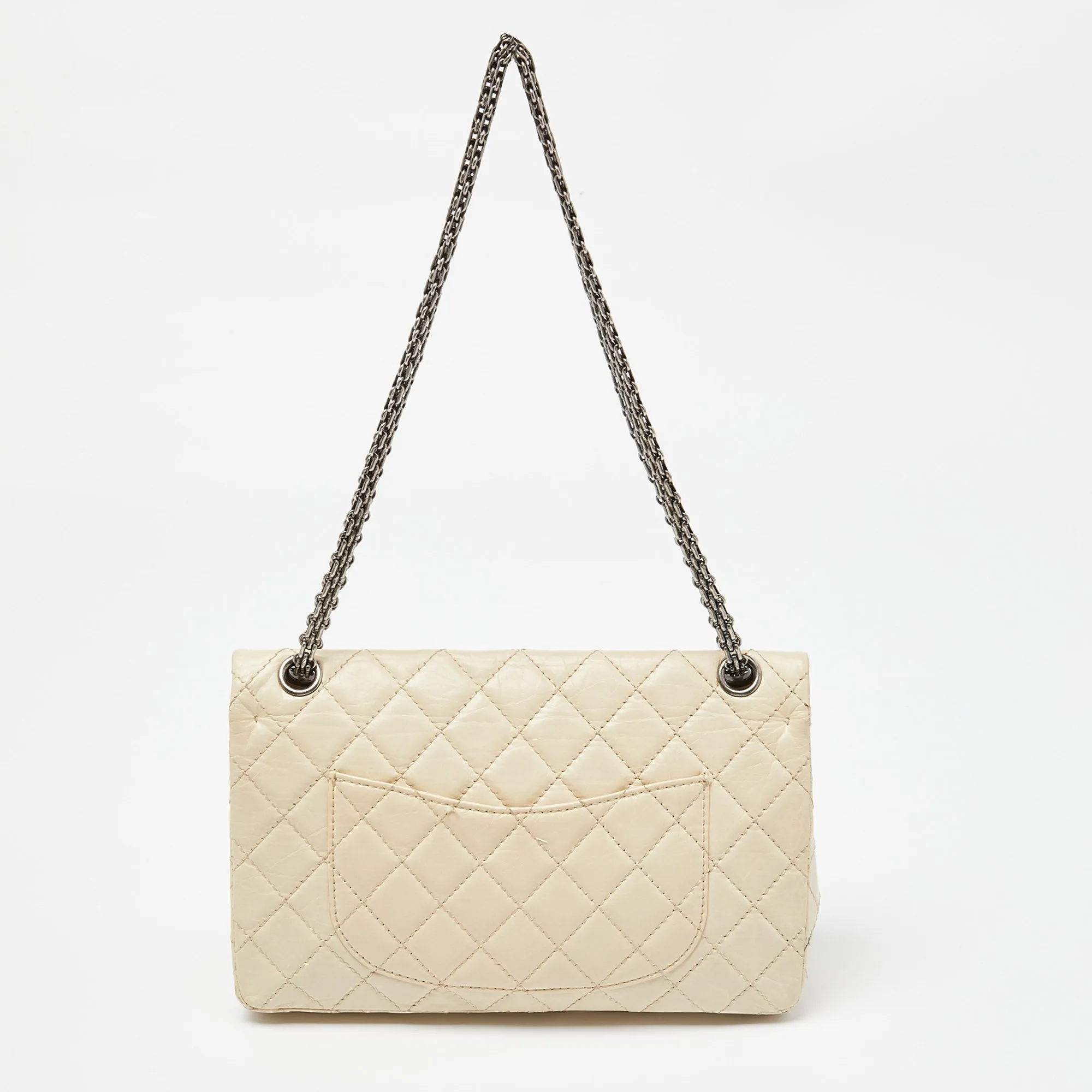 CHANEL Cream Quilted Aged Leather Classic 226 Reissue 2.55 Flap Bag