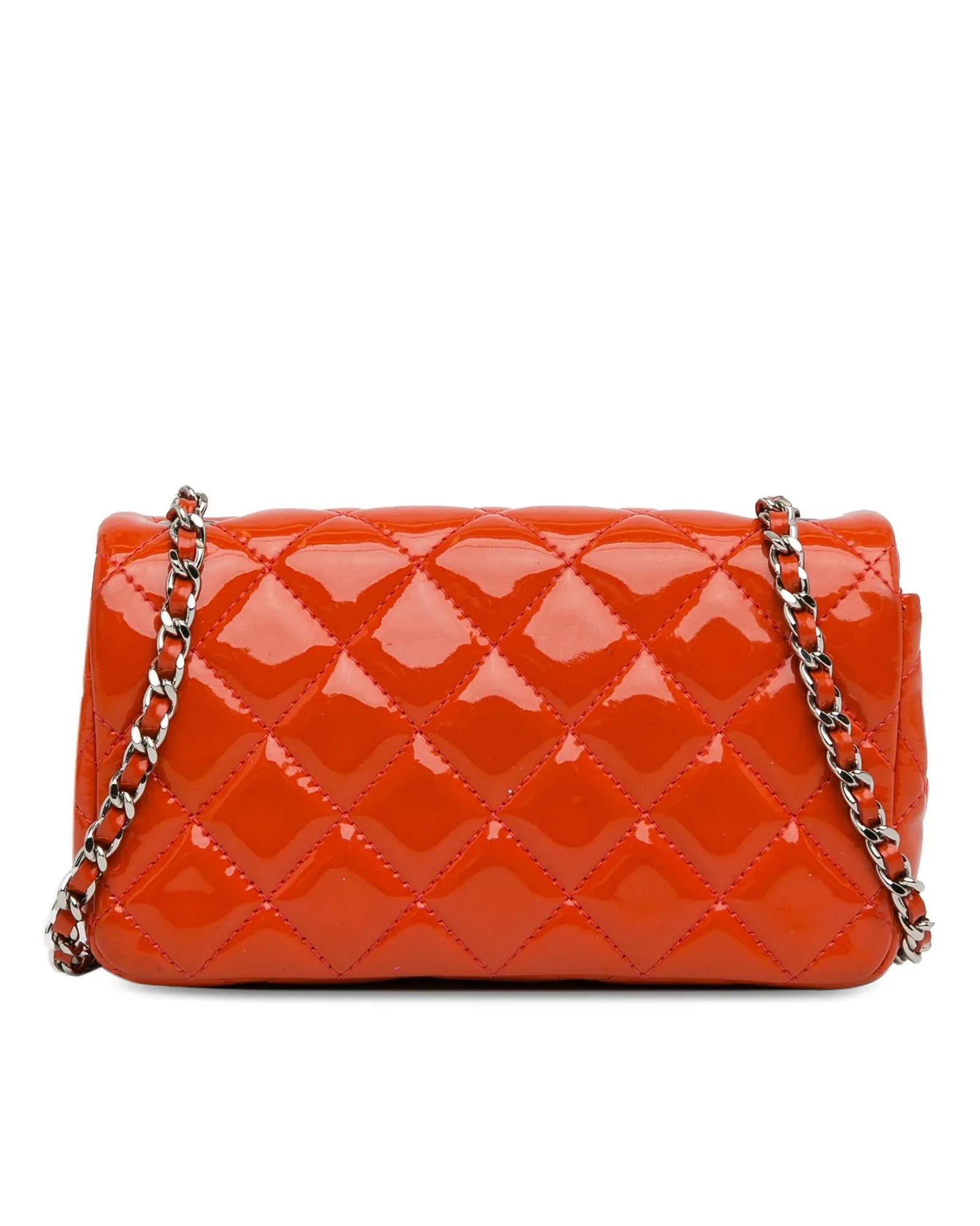 Chanel Mini 255 Flap Bag in Orange Patent Leather