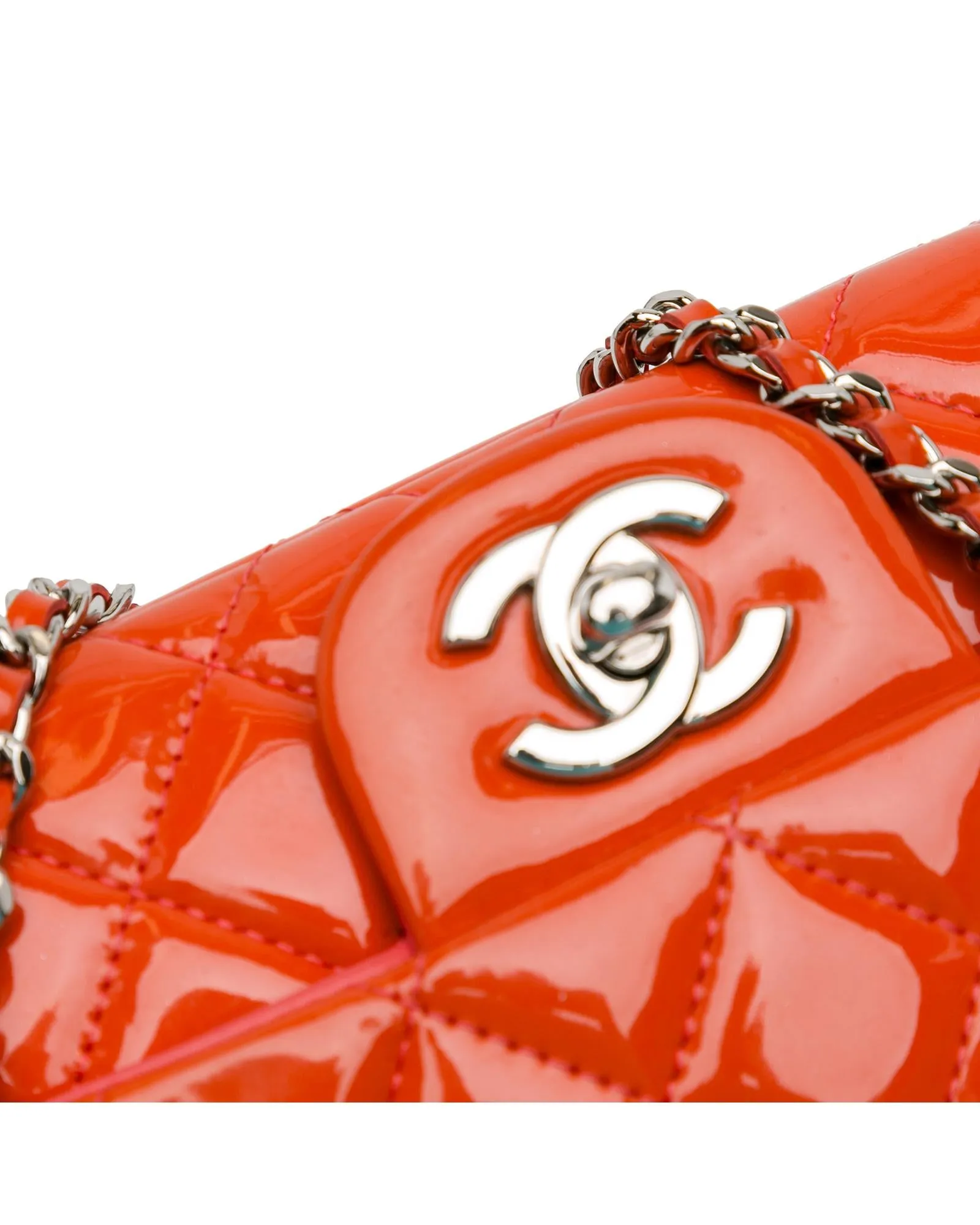 Chanel Mini 255 Flap Bag in Orange Patent Leather