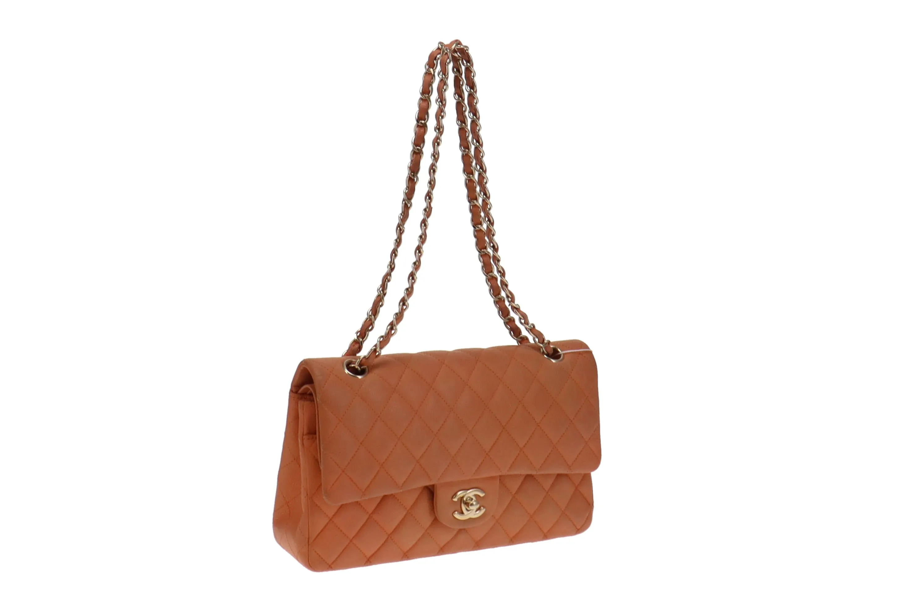 Chanel Peach Caviar Leather Classic Medium Double Flap Bag 2012