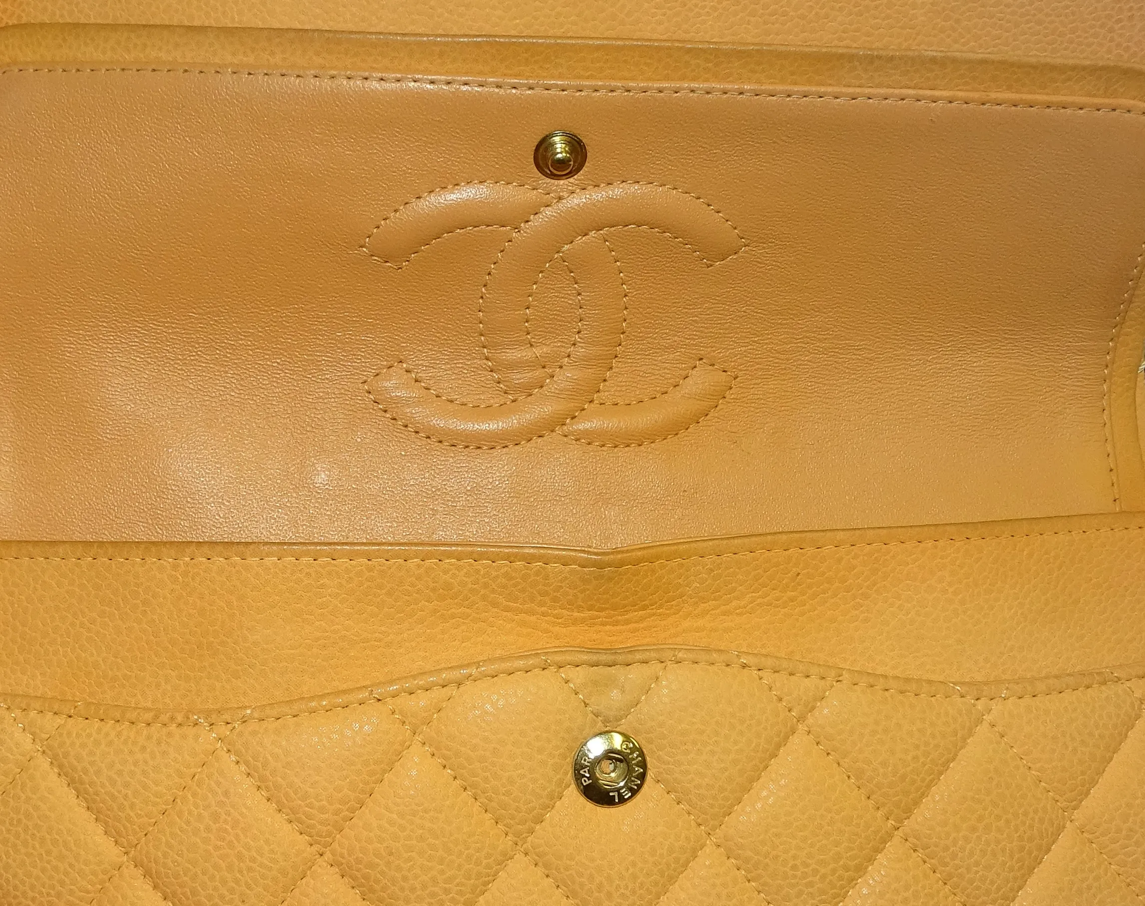 Chanel Peach Caviar Leather Classic Medium Double Flap Bag 2012