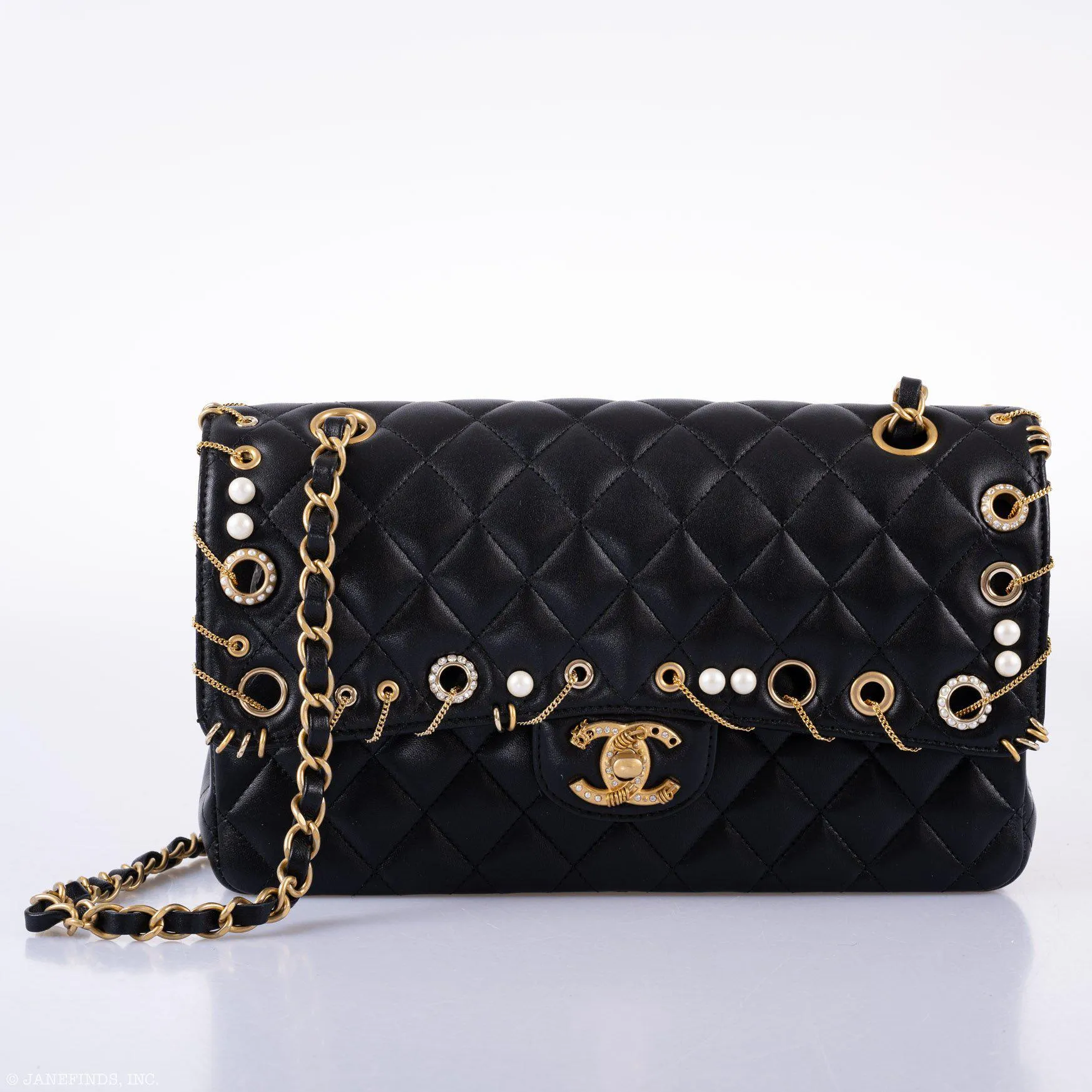 CHANEL Piercing Chic Black Medium Classic Double Flap Bag 2018