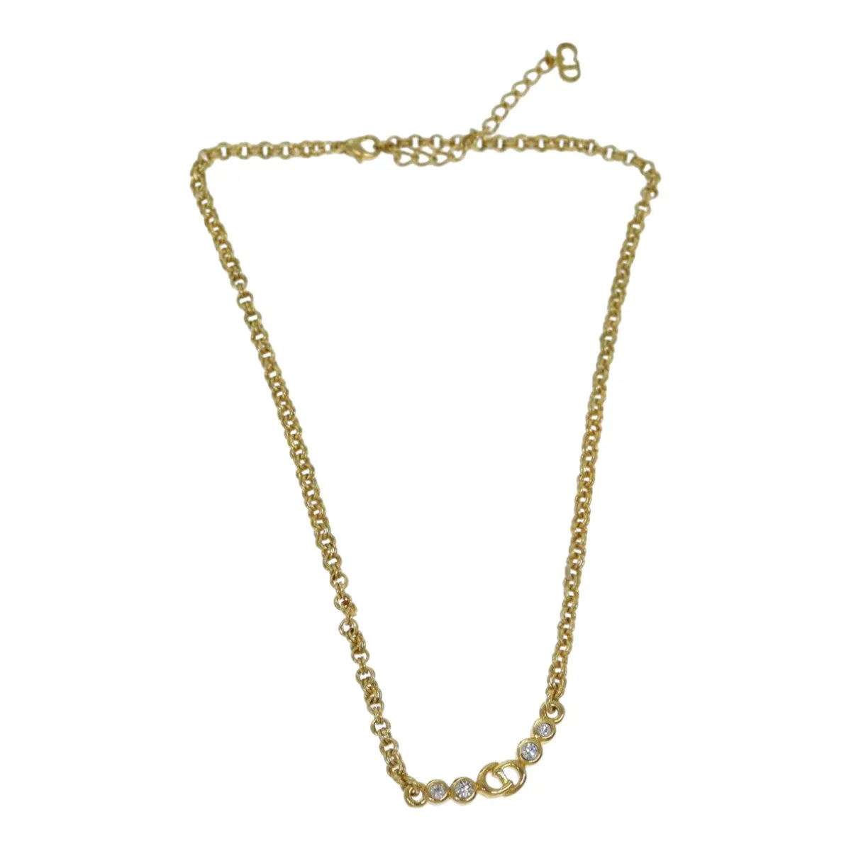 CHRISTIAN DIOR Necklace metal Gold Auth yk13073