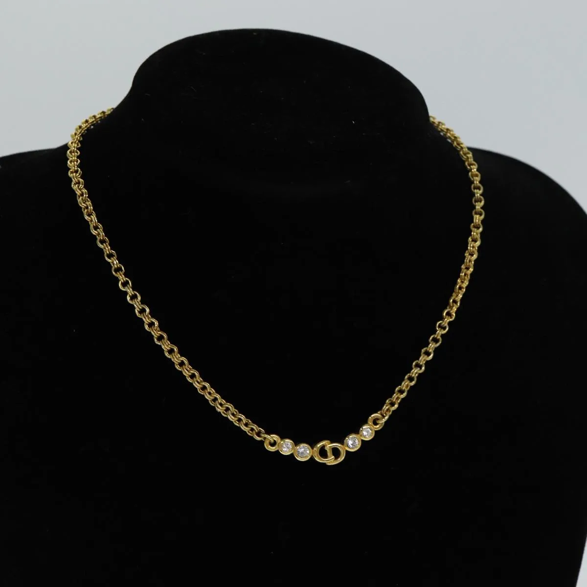 CHRISTIAN DIOR Necklace metal Gold Auth yk13073