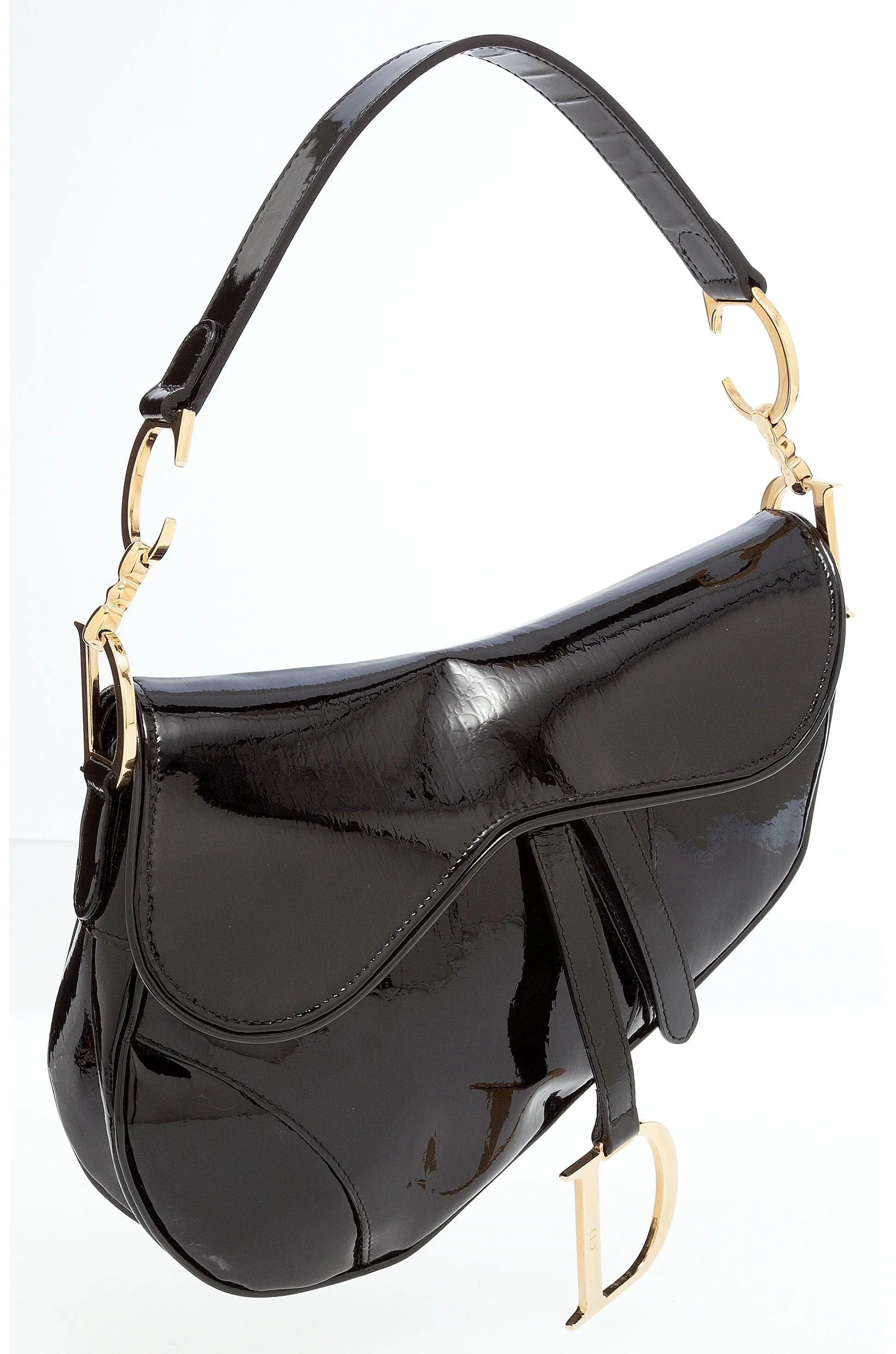 CHRISTIAN DIOR PATENT LEATHER SADDLE BAG