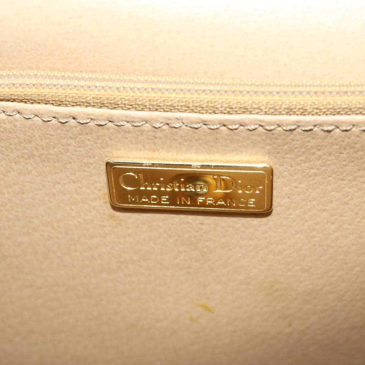 CHRISTIAN DIOR Trotter Canvas Shoulder Bag Beige Auth 66639