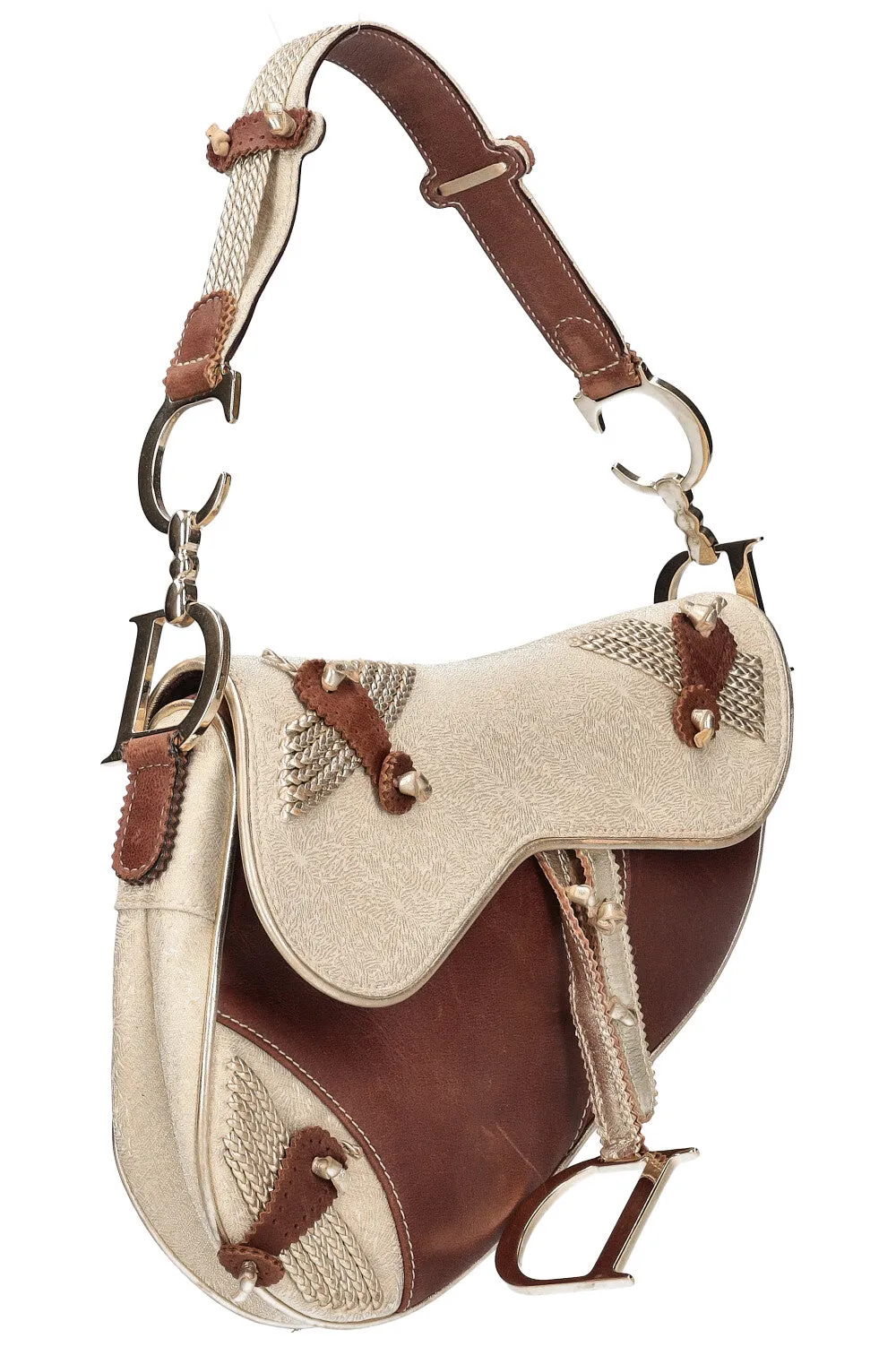 CHRISTIAN DIOR Vintage Saddle Bag Gold & Brown