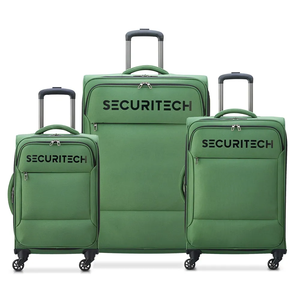 Delsey Paris Securitech Vanguard DY40038 55cm 4 Double Wheels Expandable Cabin Soft Trolley Case - Green