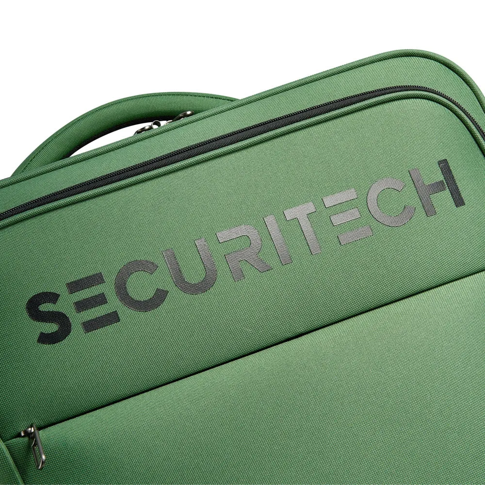 Delsey Paris Securitech Vanguard DY40038 55cm 4 Double Wheels Expandable Cabin Soft Trolley Case - Green