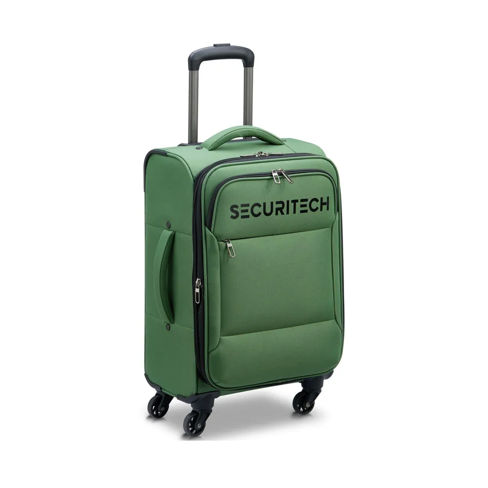 Delsey Paris Securitech Vanguard DY40038 55cm 4 Double Wheels Expandable Cabin Soft Trolley Case - Green