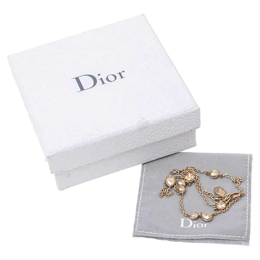 DIOR Crystals Gold Tone Metal Necklace