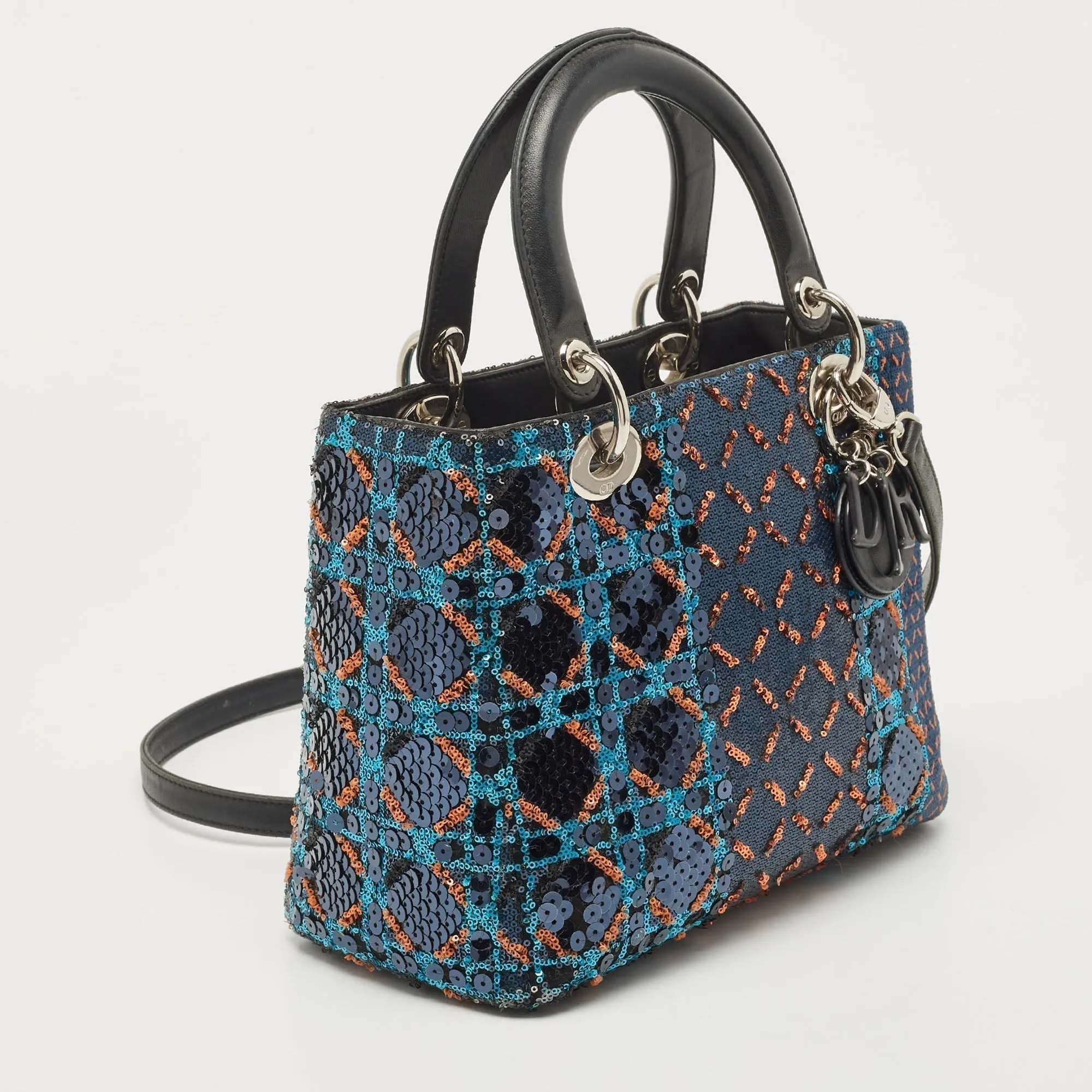 DIOR Multicolor Cannage Sequins and Leather Medium Lady  Tote