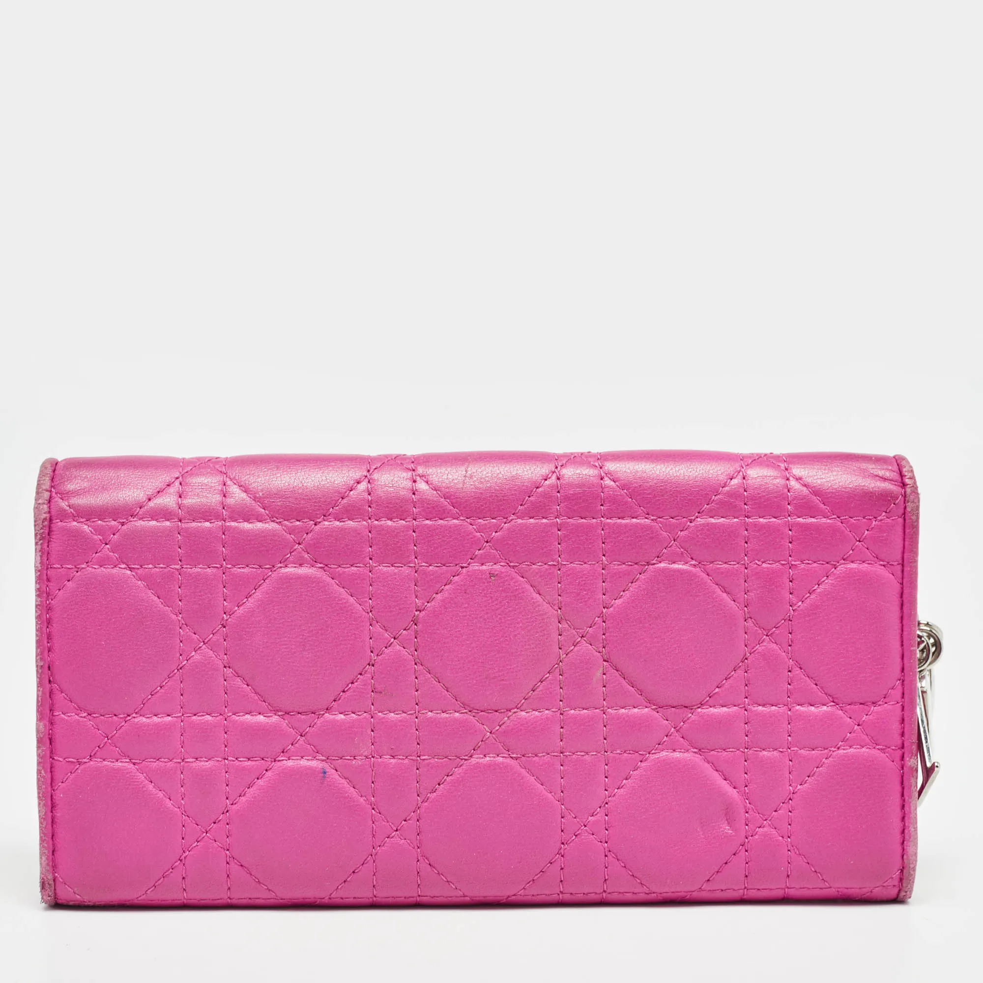 DIOR Pink Cannage Leather Lady  Wallet on Chain