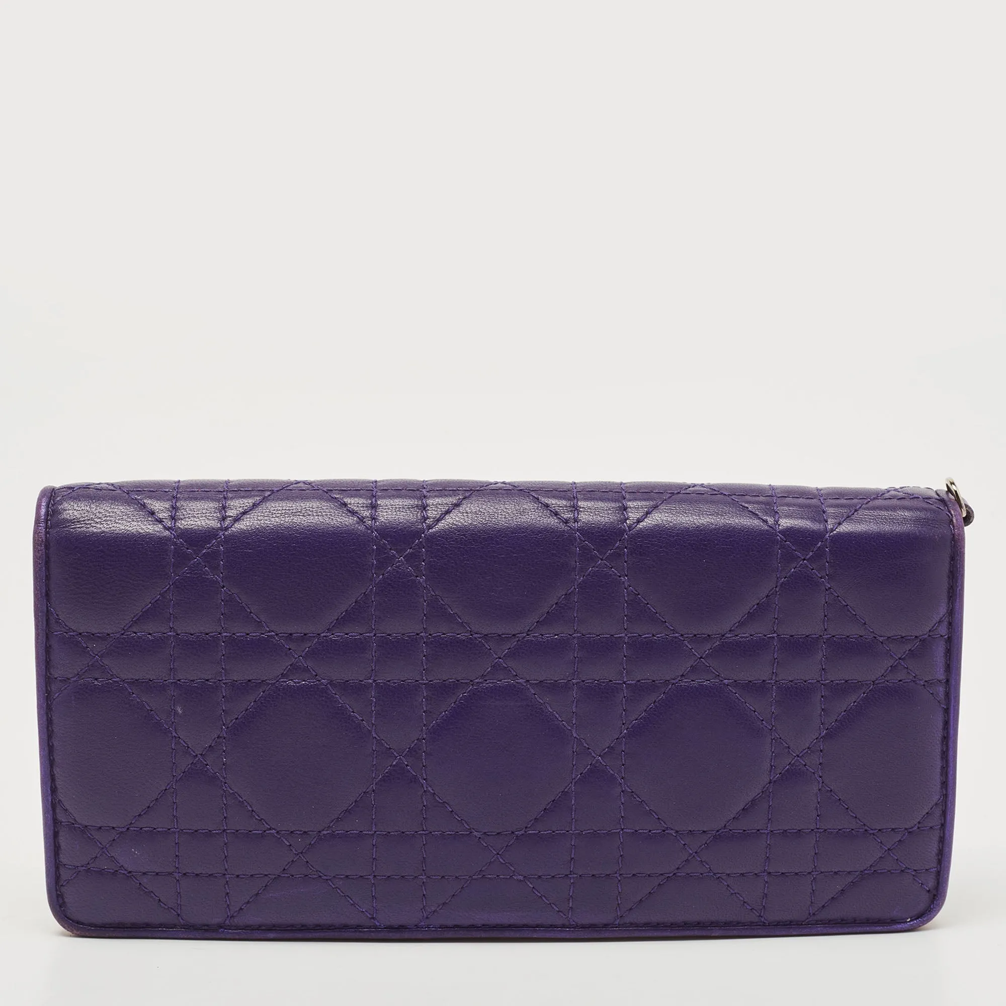 DIOR Purple Cannage Leather Bifold Continental Wallet