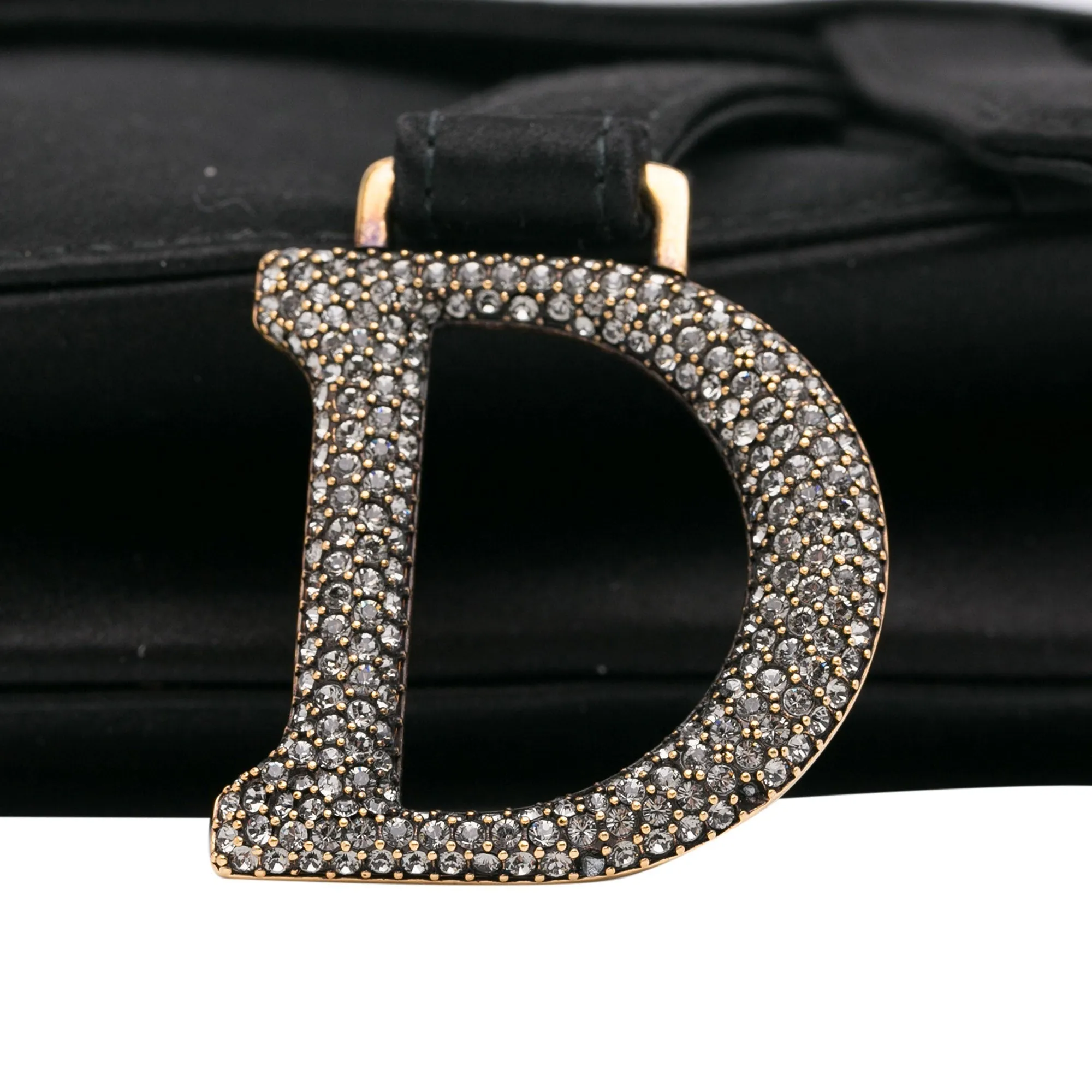 Dior Saddle Bag Mini Black Crystal Embellished Satin