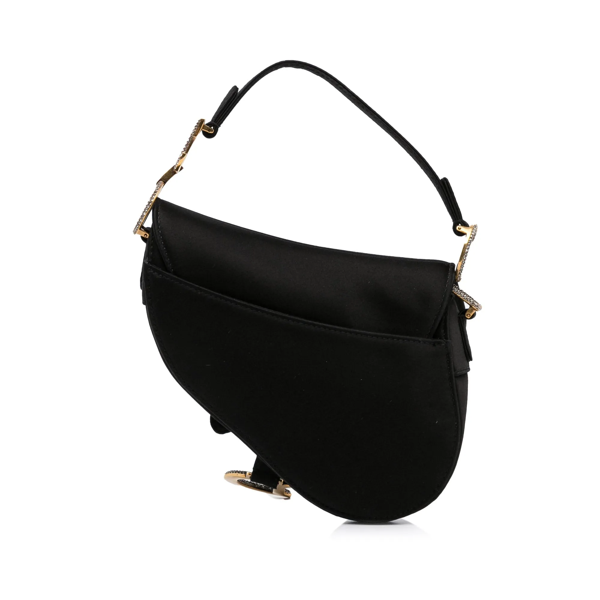 Dior Saddle Bag Mini Black Crystal Embellished Satin