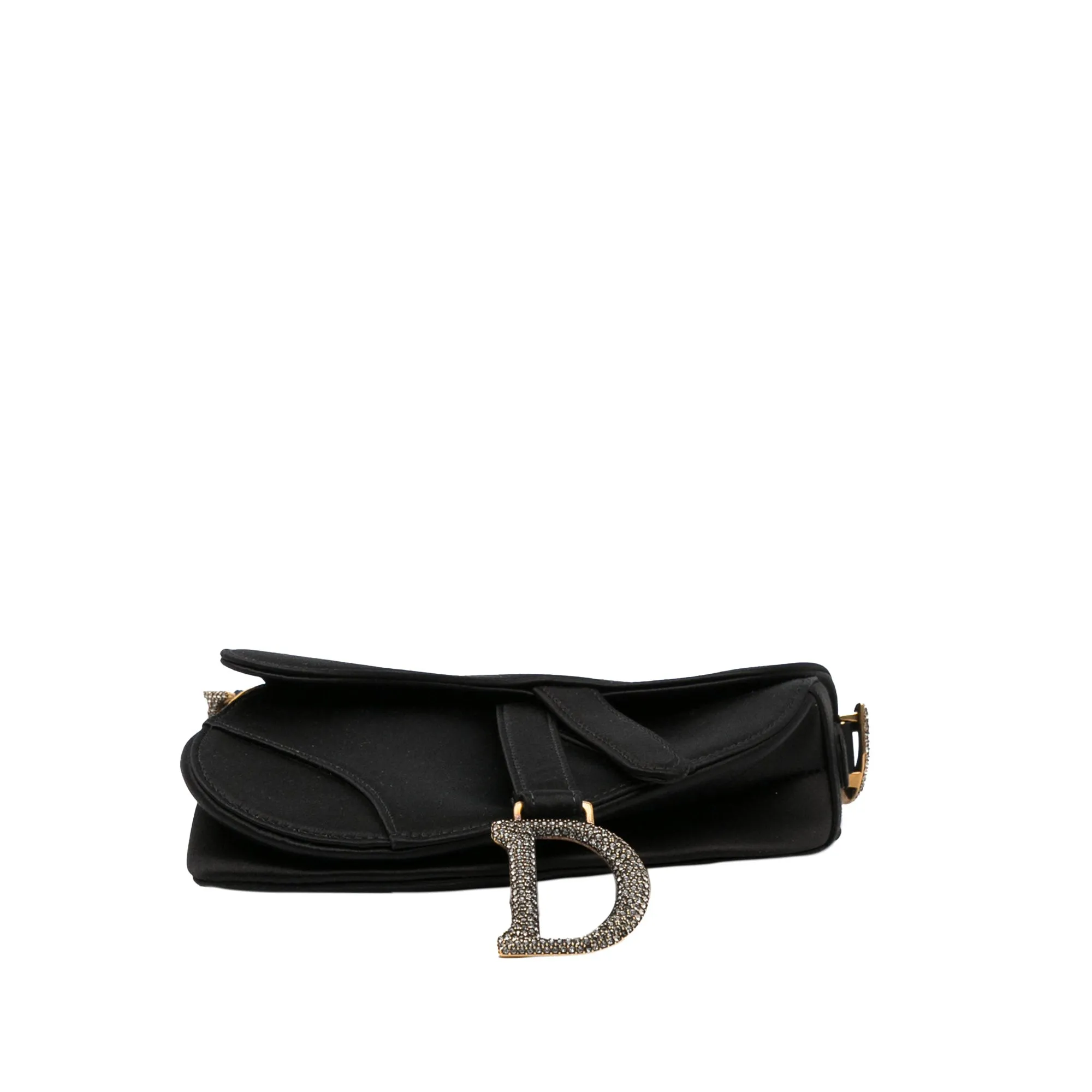 Dior Saddle Bag Mini Black Crystal Embellished Satin